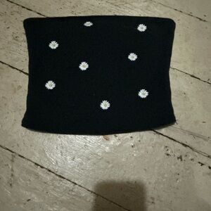 Hollister Black Tube Top with Daisy Embroidery